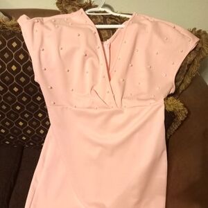 Elegant Pink Pearl-Embellished Dress